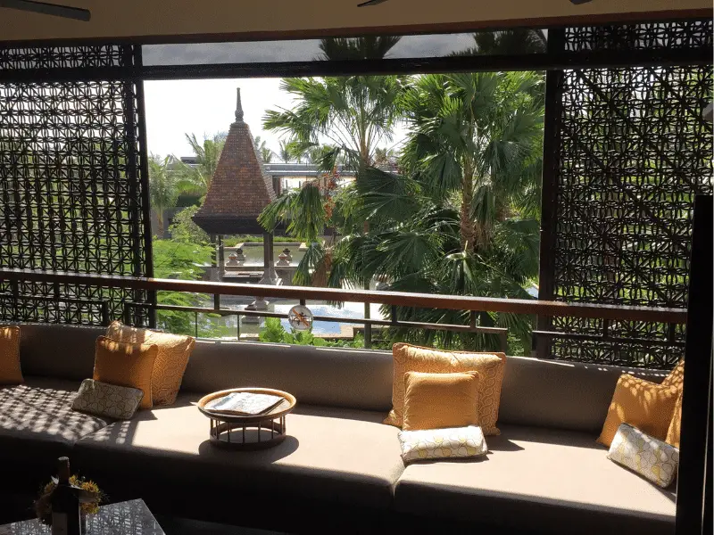 Terrace off the bedroom of Fairmont Sanur