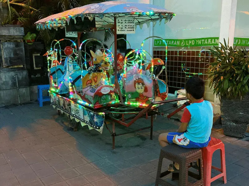 Children's ride inside at Sindhu Market at night