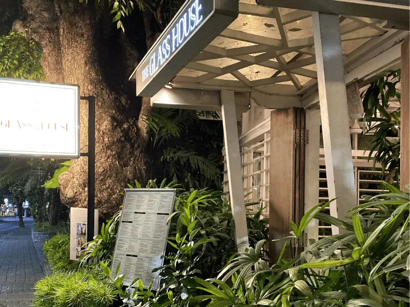 Outside the Glasshouse Restaurant Sanur